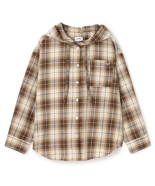 LOVETOXIC（ラブトキシック）の「【LTXC】チェックシャツパーカ（シャツ/ブラウス・キッズ・ブラウン/ネイビー/エンジ・M:150cm/L:160cm/130cm/S:140cm）」の11枚目の写真