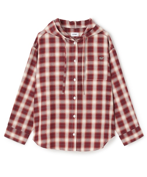 LOVETOXIC（ラブトキシック）の「【LTXC】チェックシャツパーカ（シャツ/ブラウス・キッズ・ブラウン/ネイビー/エンジ・M:150cm/L:160cm/130cm/S:140cm）」の12枚目の写真