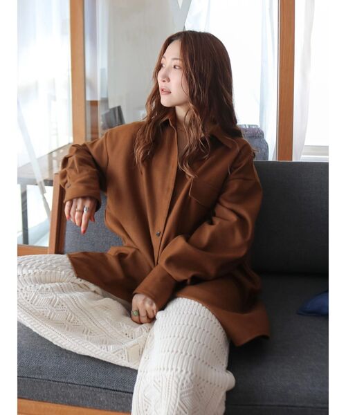 Ungrid（アングリッド）の「起毛デザインシャツ（シャツ/ブラウス・レディース・チャコールグレー/カーキ/キャメル・FREE）」の5枚目の写真