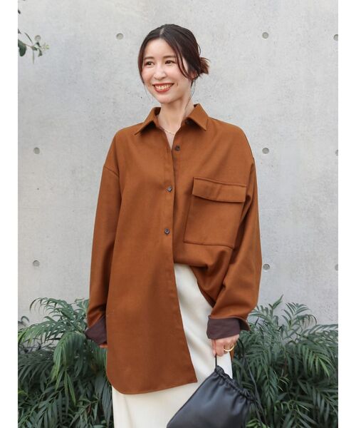 Ungrid（アングリッド）の「起毛デザインシャツ（シャツ/ブラウス・レディース・チャコールグレー/カーキ/キャメル・FREE）」の8枚目の写真