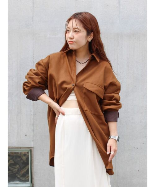 Ungrid（アングリッド）の「起毛デザインシャツ（シャツ/ブラウス・レディース・チャコールグレー/カーキ/キャメル・FREE）」の12枚目の写真