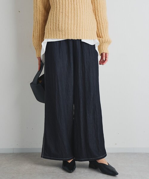un dix cors（アンディコール）の「《楽な履き心地》シャイニーデニムワイドパンツ（デニムパンツ・レディース・ブラック/インディゴブルー・FREE）」の13枚目の写真