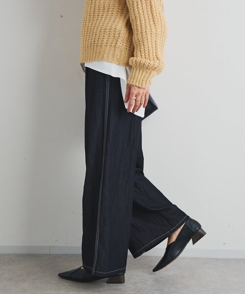 un dix cors（アンディコール）の「《楽な履き心地》シャイニーデニムワイドパンツ（デニムパンツ・レディース・ブラック/インディゴブルー・FREE）」の14枚目の写真