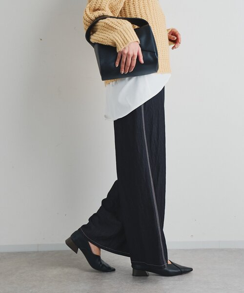 un dix cors（アンディコール）の「《楽な履き心地》シャイニーデニムワイドパンツ（デニムパンツ・レディース・ブラック/インディゴブルー・FREE）」の15枚目の写真
