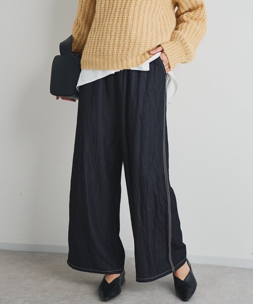 un dix cors（アンディコール）の「《楽な履き心地》シャイニーデニムワイドパンツ（デニムパンツ・レディース・ブラック/インディゴブルー・FREE）」の17枚目の写真