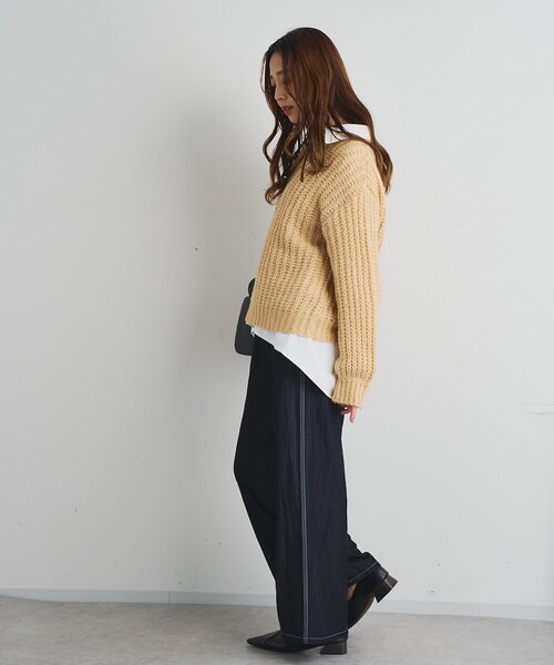 un dix cors（アンディコール）の「《楽な履き心地》シャイニーデニムワイドパンツ（デニムパンツ・レディース・ブラック/インディゴブルー・FREE）」の19枚目の写真