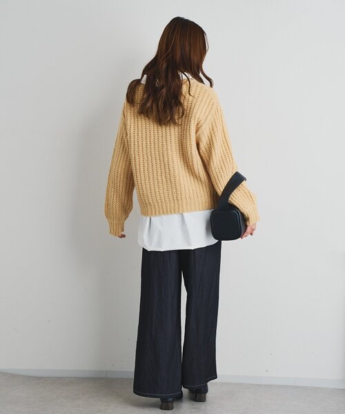 un dix cors（アンディコール）の「《楽な履き心地》シャイニーデニムワイドパンツ（デニムパンツ・レディース・ブラック/インディゴブルー・FREE）」の20枚目の写真