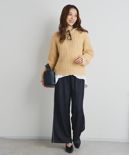 un dix cors（アンディコール）の「《楽な履き心地》シャイニーデニムワイドパンツ（デニムパンツ・レディース・ブラック/インディゴブルー・FREE）」の21枚目の写真