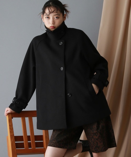 WOOLLYTEC/ウーリーテック＞スタンドカラーショートコート（ブルゾン