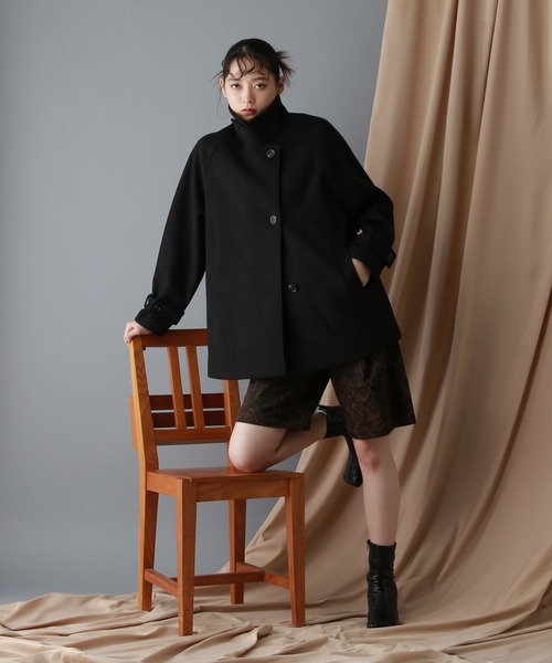 WOOLLYTEC/ウーリーテック＞スタンドカラーショートコート（ブルゾン