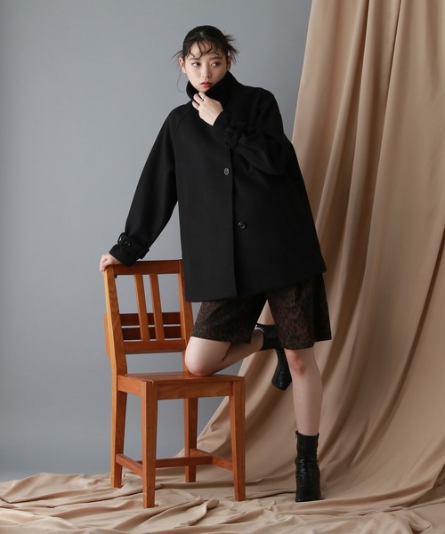 WOOLLYTEC/ウーリーテック＞スタンドカラーショートコート（ブルゾン