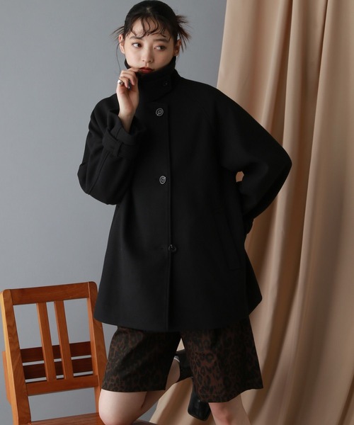RAGEBLUE（レイジブルー）の「＜WOOLLYTEC/ウーリーテック＞スタンドカラーショートコート（ブルゾン・レディース・ブラウン/ブラック・FREE）」の13枚目の写真