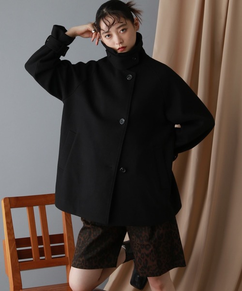 RAGEBLUE（レイジブルー）の「＜WOOLLYTEC/ウーリーテック＞スタンドカラーショートコート（ブルゾン・レディース・ブラウン/ブラック・FREE）」の14枚目の写真