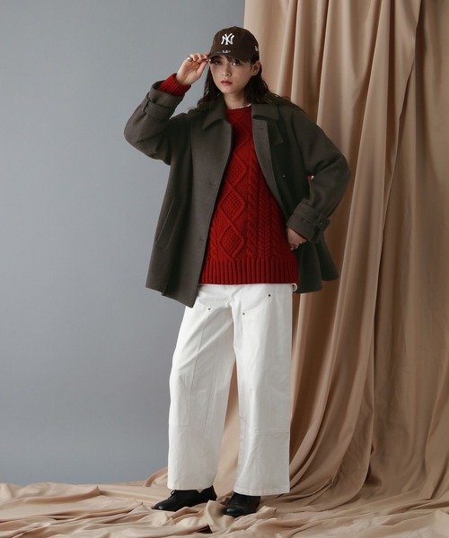 RAGEBLUE（レイジブルー）の「＜WOOLLYTEC/ウーリーテック＞スタンドカラーショートコート（ブルゾン・レディース・ブラウン/ブラック・FREE）」の3枚目の写真