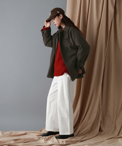 RAGEBLUE（レイジブルー）の「＜WOOLLYTEC/ウーリーテック＞スタンドカラーショートコート（ブルゾン・レディース・ブラウン/ブラック・FREE）」の4枚目の写真