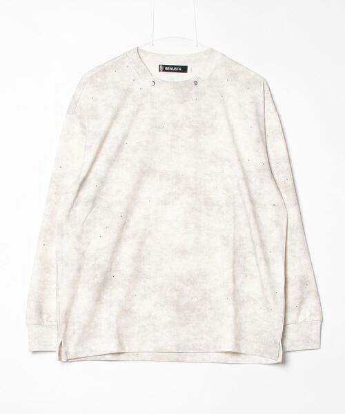 BENUSTA(ベヌスタ)の「A'GEM/9 × .kom 『BENUSTA /ベヌスタ』Metal Detail Rhinestone Long Sleeve Tee /メタルパーツラインストーンロングスリーブカットソー(Tシャツ/カットソー・メンズ・ベージュ/ブラック・L/XL)」の6枚目の写真