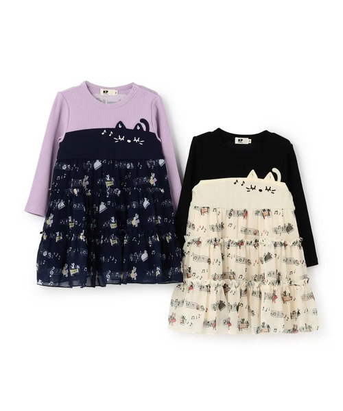 KP（ケーピー）の「音符柄シフォン ティアードワンピース（ワンピース・キッズ・アイボリー/ネイビー・90cm/100cm/110cm/120cm/130cm）」の7枚目の写真