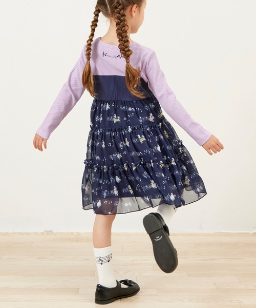 KP（ケーピー）の「音符柄シフォン ティアードワンピース（ワンピース・キッズ・アイボリー/ネイビー・90cm/100cm/110cm/120cm/130cm）」の3枚目の写真