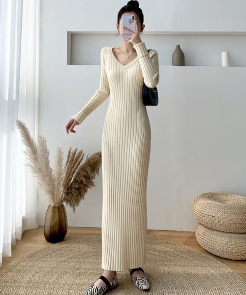 セール】リブニットタイトワンピース（ワンピース）｜SallyLunn