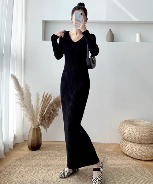 セール】リブニットタイトワンピース（ワンピース）｜SallyLunn