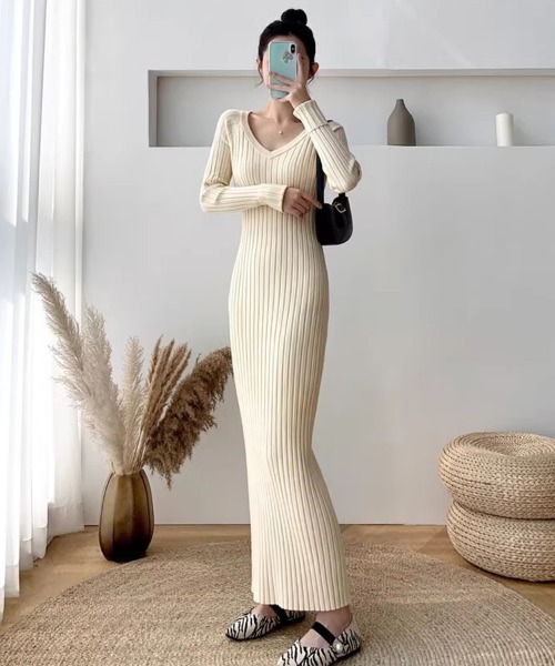 セール】リブニットタイトワンピース（ワンピース）｜SallyLunn