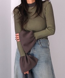 AKTE | ダブルカラーフレアスリーブニットプルオーバー(ニット/セーター)