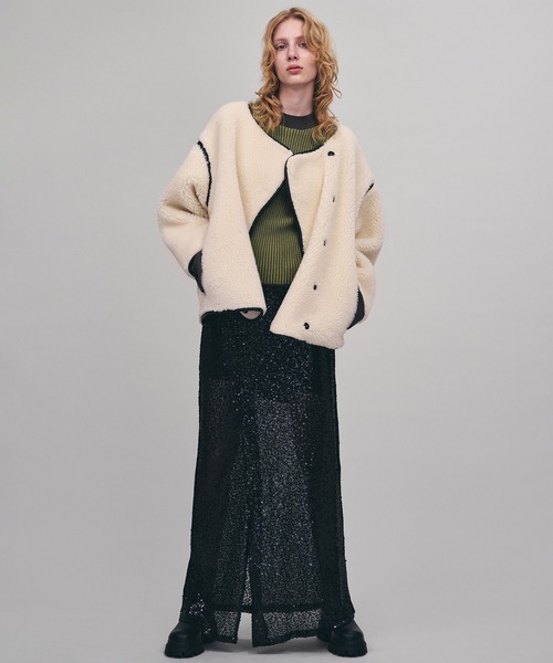 AKTE（アクテ）の「ダブルカラーフレアスリーブニットプルオーバー（ニット/セーター・レディース・ピンク系/グリーン系・FREE）」の22枚目の写真