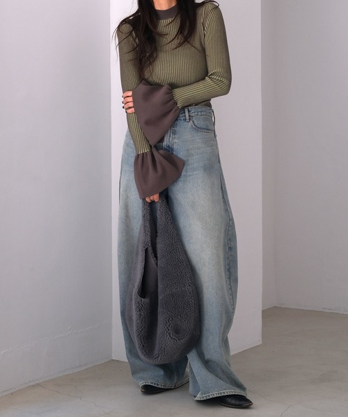 AKTE（アクテ）の「ダブルカラーフレアスリーブニットプルオーバー（ニット/セーター・レディース・ピンク系/グリーン系・FREE）」の10枚目の写真