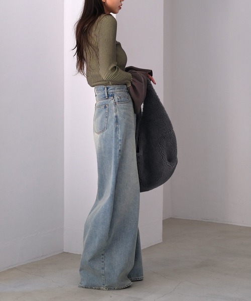 AKTE（アクテ）の「ダブルカラーフレアスリーブニットプルオーバー（ニット/セーター・レディース・ピンク系/グリーン系・FREE）」の12枚目の写真