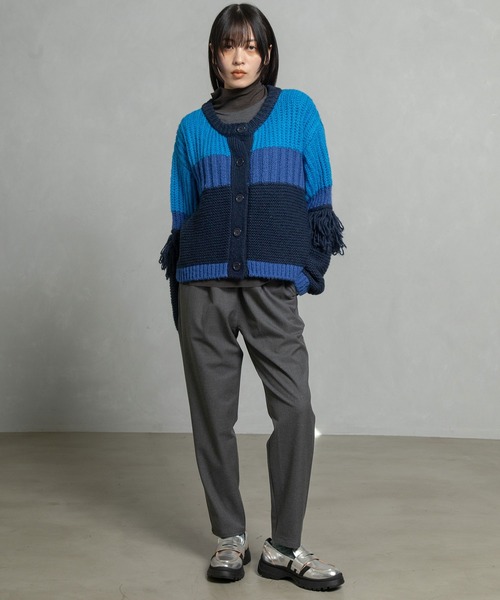 MARECHAL TERRE（マルシャルテル）の「フリンジニットカーデ（ニット/セーター・レディース・ブルー/ブラック/アイボリー/ブラウン・MEDIUM）」の9枚目の写真