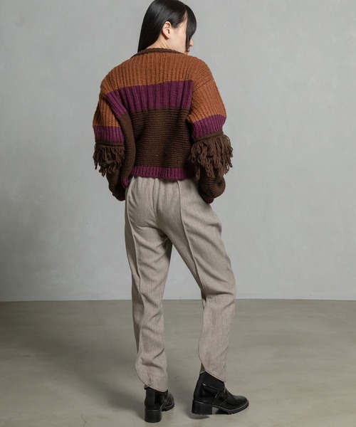 MARECHAL TERRE（マルシャルテル）の「フリンジニットカーデ（ニット/セーター・レディース・ブルー/ブラック/アイボリー/ブラウン・MEDIUM）」の12枚目の写真