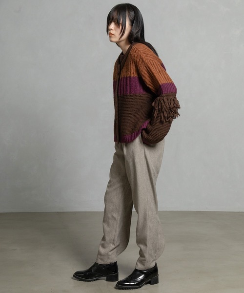 MARECHAL TERRE（マルシャルテル）の「フリンジニットカーデ（ニット/セーター・レディース・ブルー/ブラック/アイボリー/ブラウン・MEDIUM）」の13枚目の写真