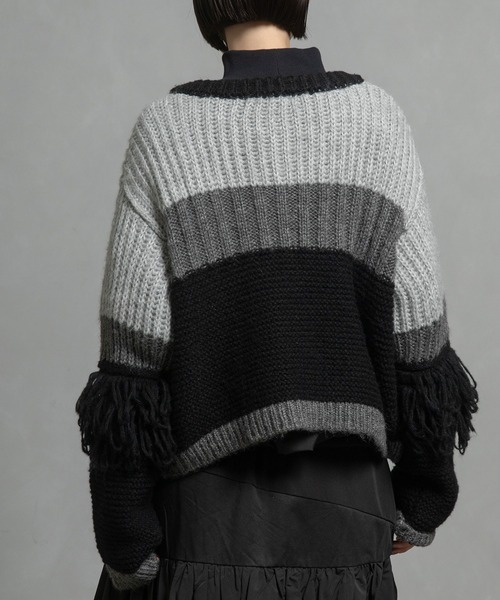 MARECHAL TERRE（マルシャルテル）の「フリンジニットカーデ（ニット/セーター・レディース・ブルー/ブラック/アイボリー/ブラウン・MEDIUM）」の17枚目の写真