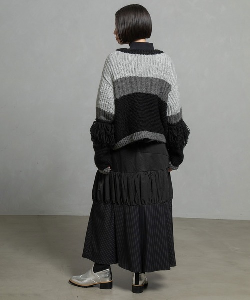 MARECHAL TERRE（マルシャルテル）の「フリンジニットカーデ（ニット/セーター・レディース・ブルー/ブラック/アイボリー/ブラウン・MEDIUM）」の18枚目の写真