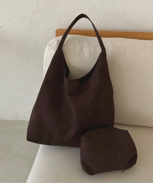 apres jour clair】ポーチ付き フェイクスエードトートバッグ（トート