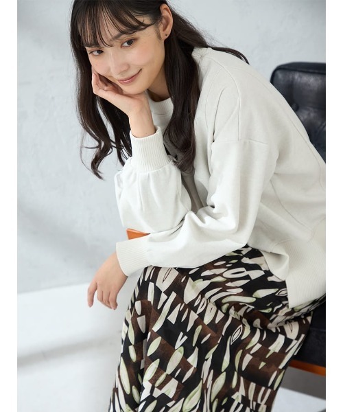 HARUYAMA(ハルヤマ)の「【WEB限定】圧縮起毛サイド切替プルオーバー FURRY(Tシャツ/カットソー・レディース・ブラック/ブラウン/グレー/オフホワイト・F)」の5枚目の写真