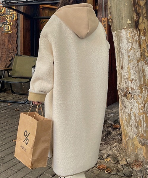 Teem Store(チームストア)の「【再入荷】【ボアコード】バイカラーボアコート フード付き ライナーコート(モッズコート・レディース・アイボリー・F)」の18枚目の写真