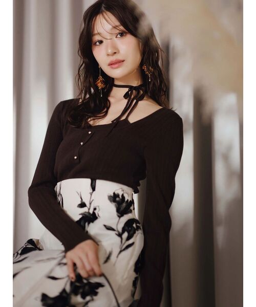 MERCURYDUO(マーキュリーデュオ)の「マルチウェイリボンレイヤードライクニット(ニット/セーター・レディース・ネイビー/ブラウン/チャコールグレー・FREE)」の2枚目の写真