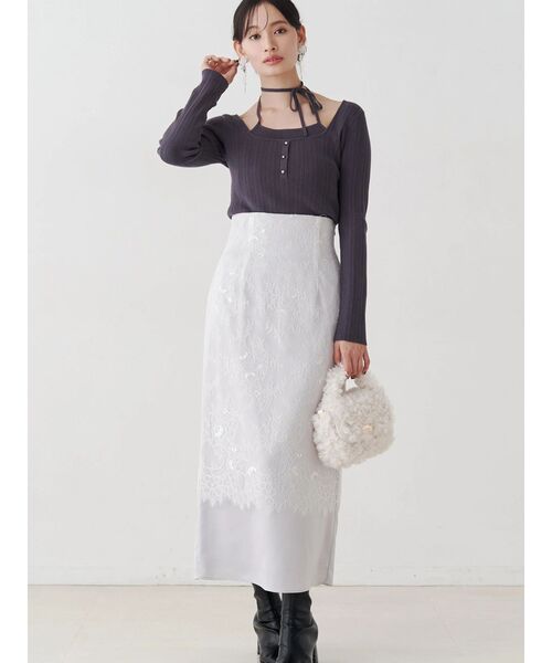 MERCURYDUO(マーキュリーデュオ)の「マルチウェイリボンレイヤードライクニット(ニット/セーター・レディース・ネイビー/ブラウン/チャコールグレー・FREE)」の9枚目の写真