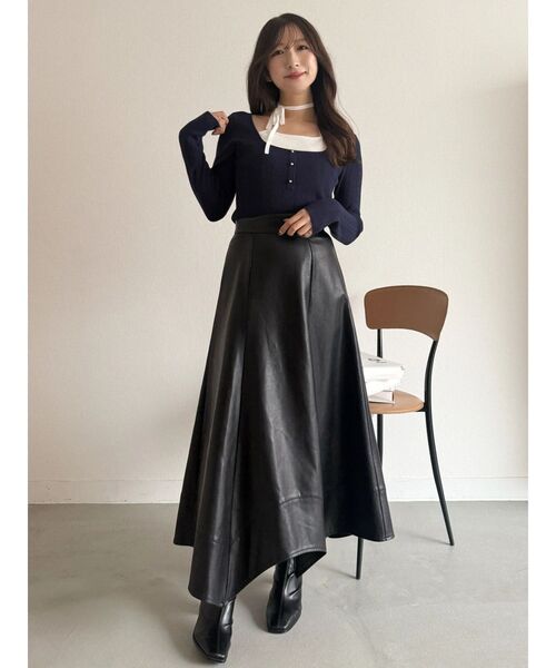 MERCURYDUO(マーキュリーデュオ)の「マルチウェイリボンレイヤードライクニット(ニット/セーター・レディース・ネイビー/ブラウン/チャコールグレー・FREE)」の11枚目の写真