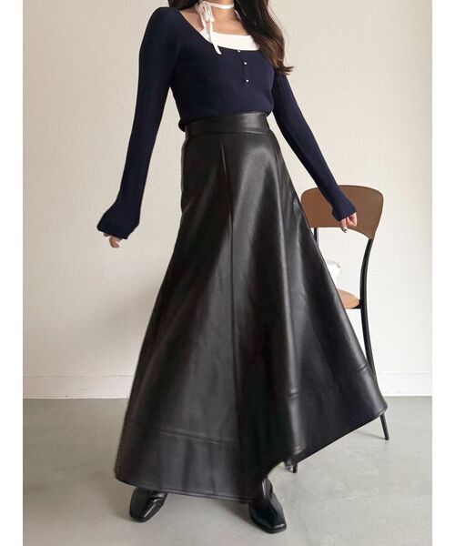 MERCURYDUO(マーキュリーデュオ)の「マルチウェイリボンレイヤードライクニット(ニット/セーター・レディース・ネイビー/ブラウン/チャコールグレー・FREE)」の14枚目の写真