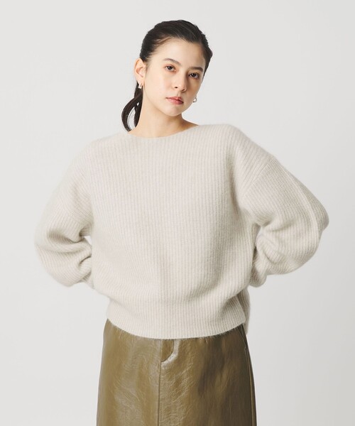 BEAUTY&YOUTH UNITED ARROWS（ビューティーアンドユースユナイテッドアローズ）の「フォックスブレンド ボリュームスリーブ ボートネックニットプルオーバー（ニット/セーター・レディース・モカ/ナチュラル/グレー系・FREE）」の8枚目の写真