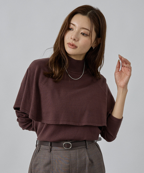 abahouse mavie（アバハウスマヴィ）の「ハイネックケーププルオーバー（ニット/セーター・レディース・サックスブルー/ブラウン/ホワイト/ブラック・フリー）」の18枚目の写真