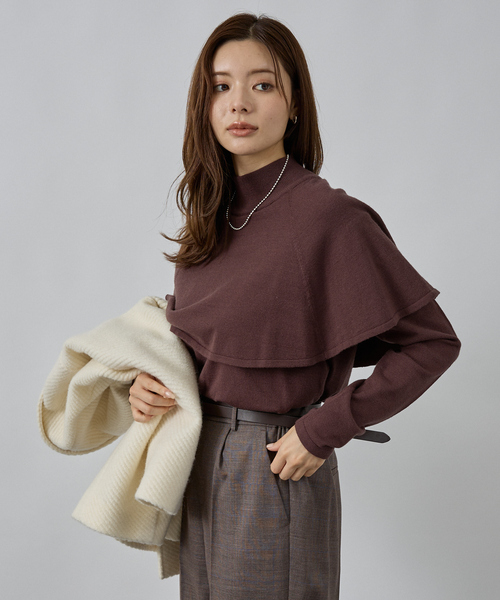 abahouse mavie（アバハウスマヴィ）の「ハイネックケーププルオーバー（ニット/セーター・レディース・サックスブルー/ブラウン/ホワイト/ブラック・フリー）」の19枚目の写真