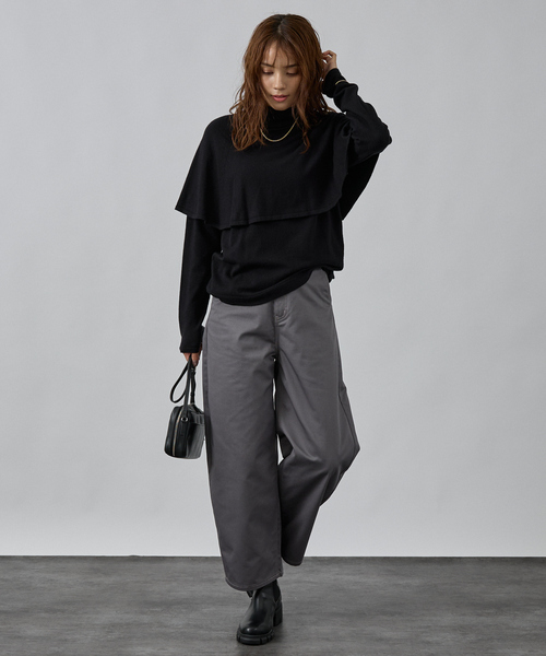 abahouse mavie（アバハウスマヴィ）の「ハイネックケーププルオーバー（ニット/セーター・レディース・サックスブルー/ブラウン/ホワイト/ブラック・フリー）」の21枚目の写真