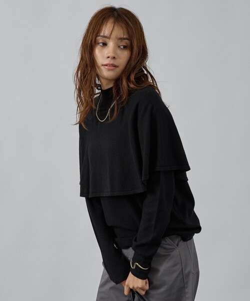 abahouse mavie(アバハウスマヴィ)の「ハイネックケーププルオーバー(ニット/セーター・レディース・サックスブルー/ブラウン/ホワイト/ブラック・フリー)」の8枚目の写真
