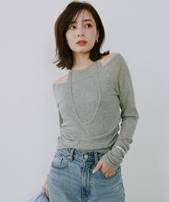 シアーテレコレイヤーカットトップス（Tシャツ/カットソー）｜anuans