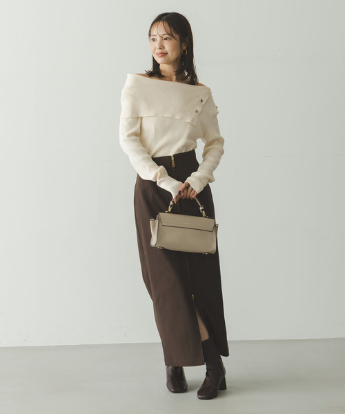 WEB限定追加》ショルダーボタンタイトリブニット（ニット/セーター