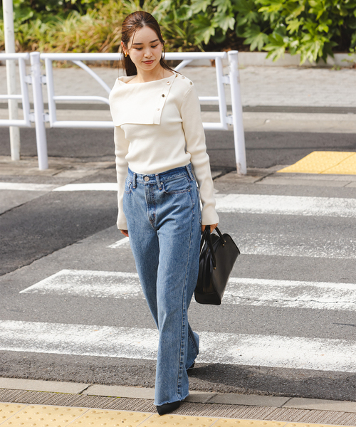 Noble（ノーブル）の「《WEB限定追加》ショルダーボタンタイトリブニット（ニット/セーター・レディース・ブラック/ホワイト/マルチ・FREE）」の12枚目の写真