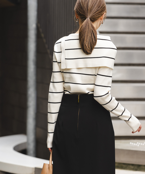 WEB限定追加》ショルダーボタンタイトリブニット（ニット/セーター